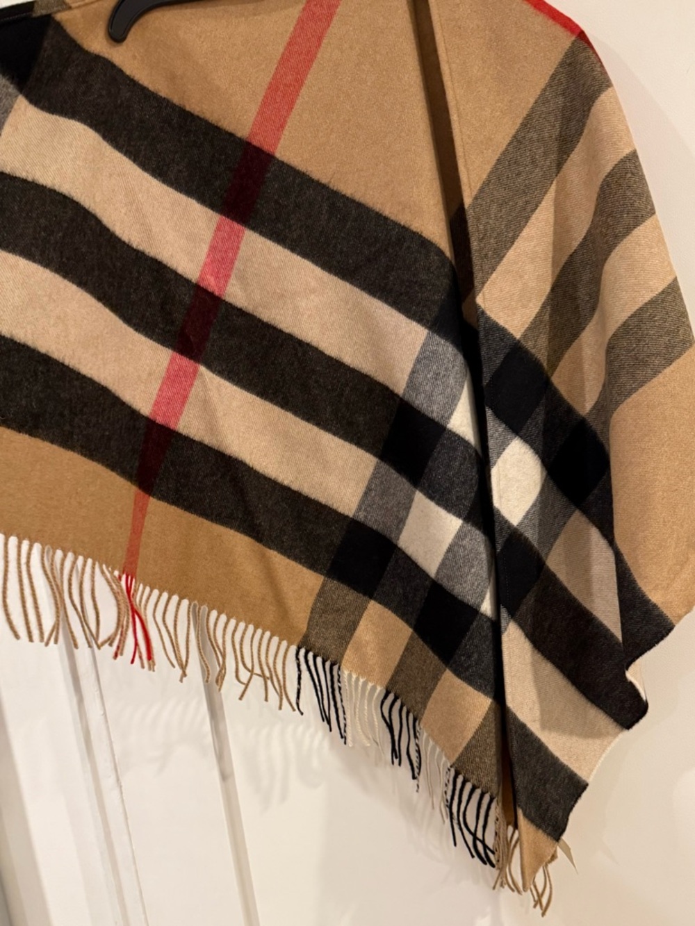 NWT. Burberry Half Mega Check Cashmere Fringe Bandana Scarf - Picture 6 of 11